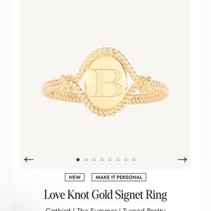 Sold out Catbird Love Knot Gold Signet Ring “A” ASO Taylor Swift Sz 7